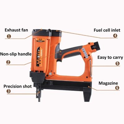Customized Support Cordless Gas Nailer Nail Gun for Concrete 800-100 Nails Fuel Cell Life