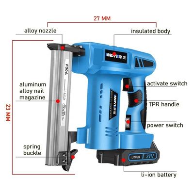 Convenient Charging 21V Battery Powered Brad Nailer for Woodworking and Upholstery