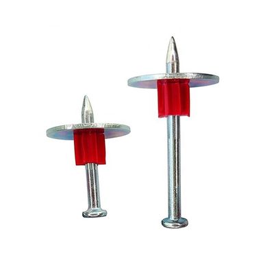 Cement Wall Steel Nails Concrete Nails 2 inch Drive Pins with 1 inch Washer 100 Pack
