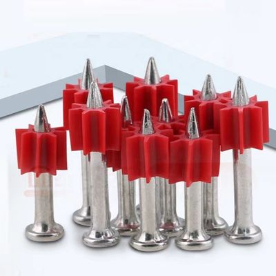 General Head Diameter Silver Galvanized Shoot Nails with Red Rubber Washer 100 pcs PACK