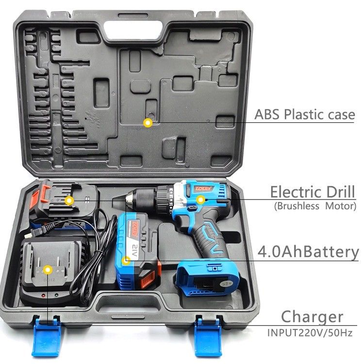 2pcs 4.0Ah Battery Cordless Electric Drill Impact Hand Drill Driver for Fast Drilling