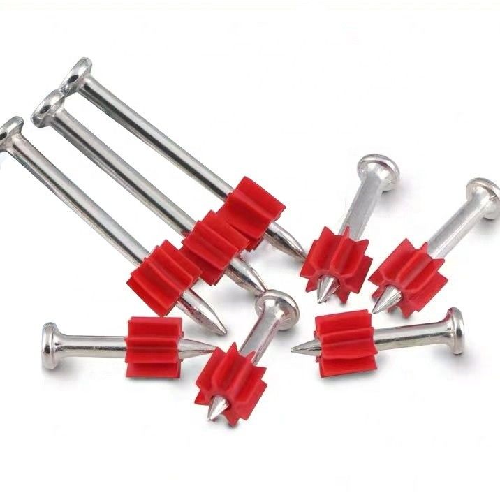 General Head Diameter Silver Galvanized Shoot Nails with Red Rubber Washer 100 pcs PACK
